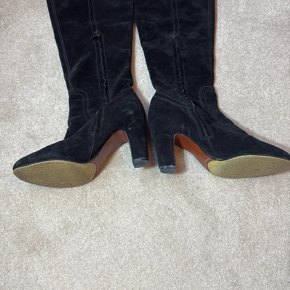 🧤 Sam Edelman, black suede knee-high Sutton boots:
